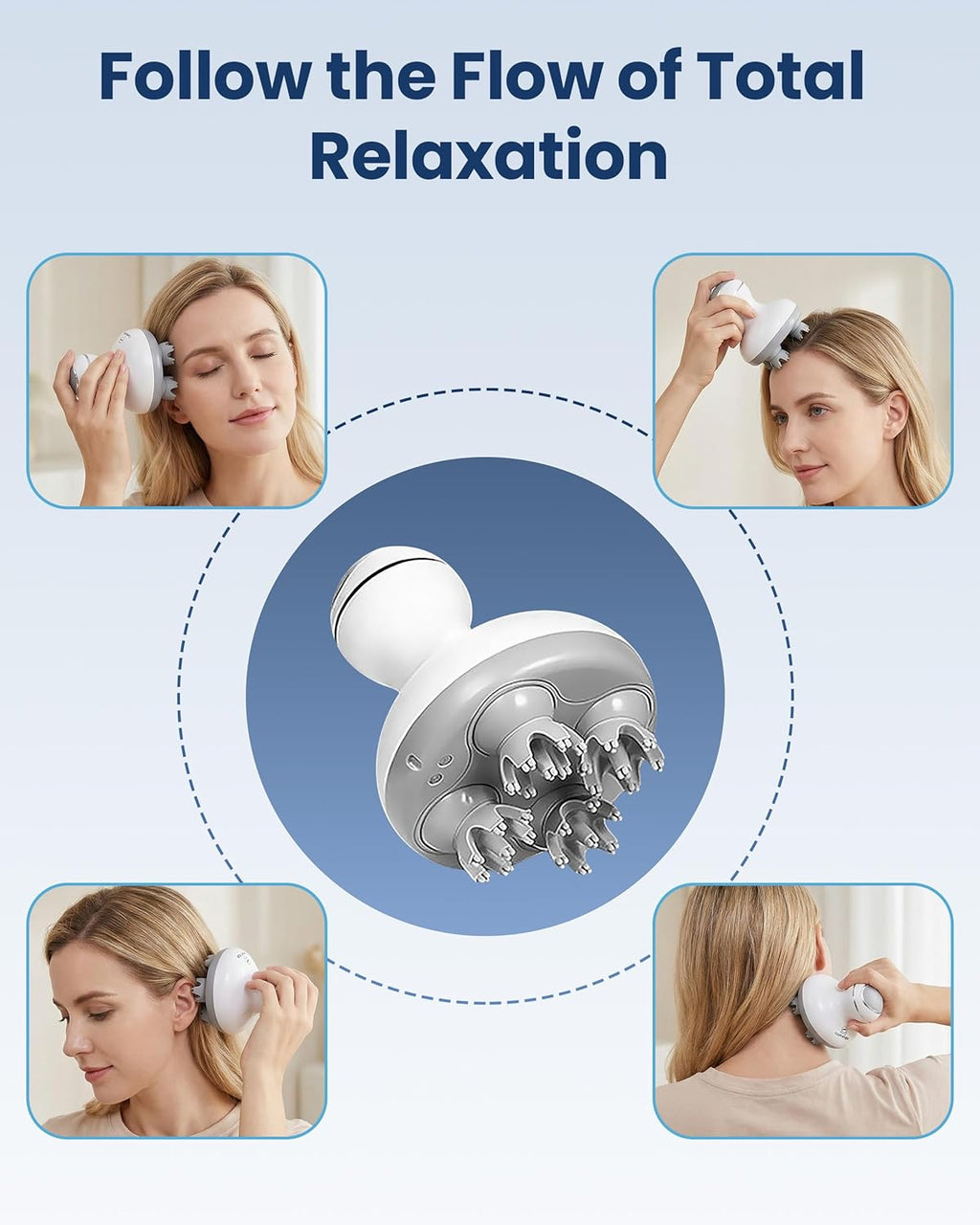Electric Cordless Hair Scalp Massager with Kneading 84 Massage Nodes, Handheld Portable Head Scratcher Massager for Hair Growth, Deep Clean and Stress Relax, Gifts for Men Dad