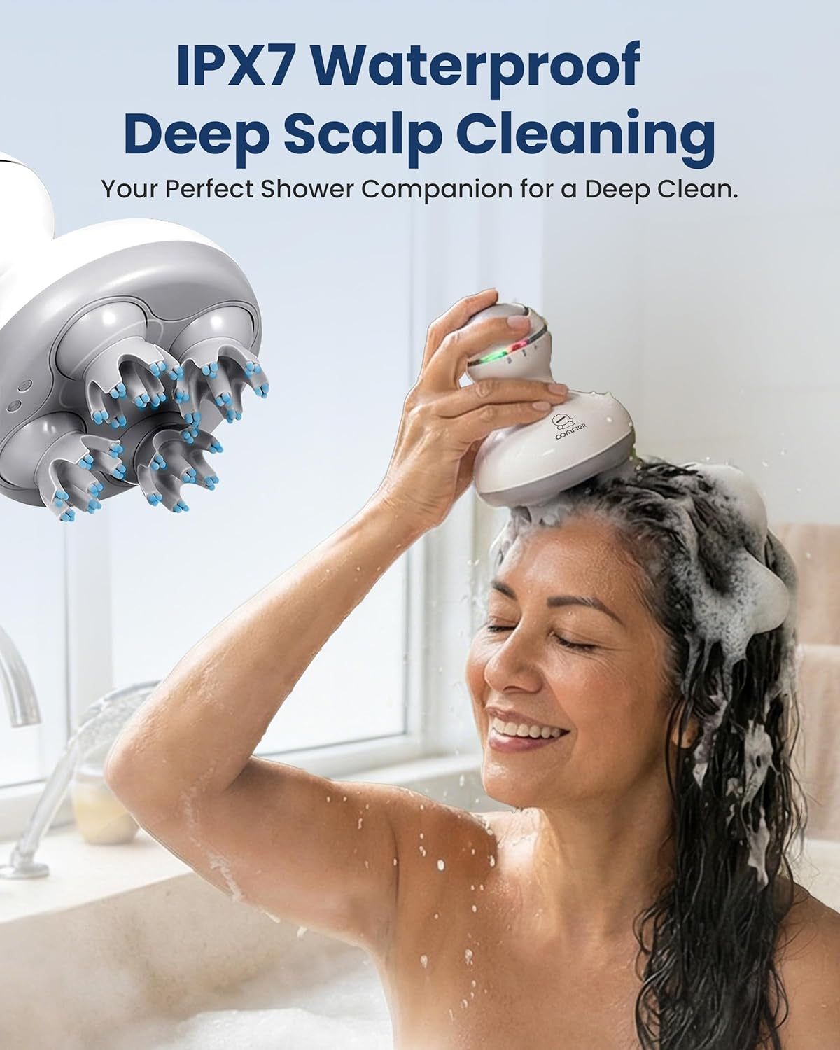 Electric Cordless Hair Scalp Massager with Kneading 84 Massage Nodes, Handheld Portable Head Scratcher Massager for Hair Growth, Deep Clean and Stress Relax, Gifts for Men Dad